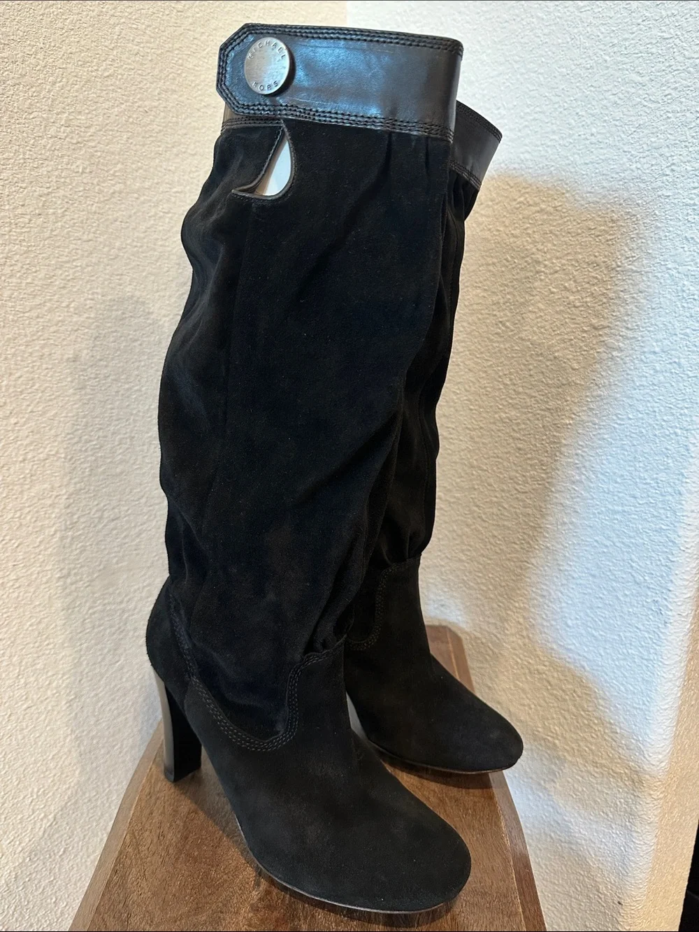 Michael Kors Black Suede Slouch Knee-High Boots Size 9
